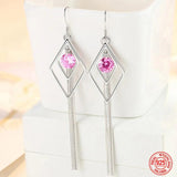 925 Sterling Silver Tassel Dangle Earrings Wedding Jewelry