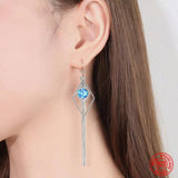 925 Sterling Silver Tassel Dangle Earrings Wedding Jewelry