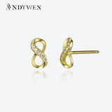 925 Sterling Silver CZ Stud Earring Clips Rock Punk Fine Jewelry Women Gift