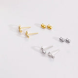 925 Sterling Silver CZ Stud Earring Clips Rock Punk Fine Jewelry Women Gift