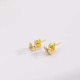 925 Sterling Silver CZ Stud Earring Clips Rock Punk Fine Jewelry Women Gift