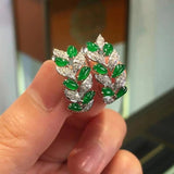 Chrysoprase Leaves Earrings - High-End Silver Jewelry for Women