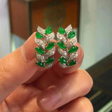 Chrysoprase Leaves Earrings - High-End Silver Jewelry for Women