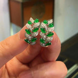 Chrysoprase Leaves Earrings - High-End Silver Jewelry for Women