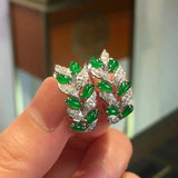 Chrysoprase Leaves Earrings - High-End Silver Jewelry for Women