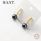 925 Silver Pearl Vintage Drop Earrings Gothic Wedding Jewelry