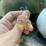 Natural Citrine Earrings Silver 925 Hanging Earrings Gemstone Women High Jewelry