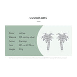 925 Silver Coconut Tree Zircon Stud Earrings Clear CZ Women Wedding Jewelry