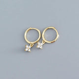 925 Silver Flower Pave Zircon Drop Earrings Sweet Teen Jewelry