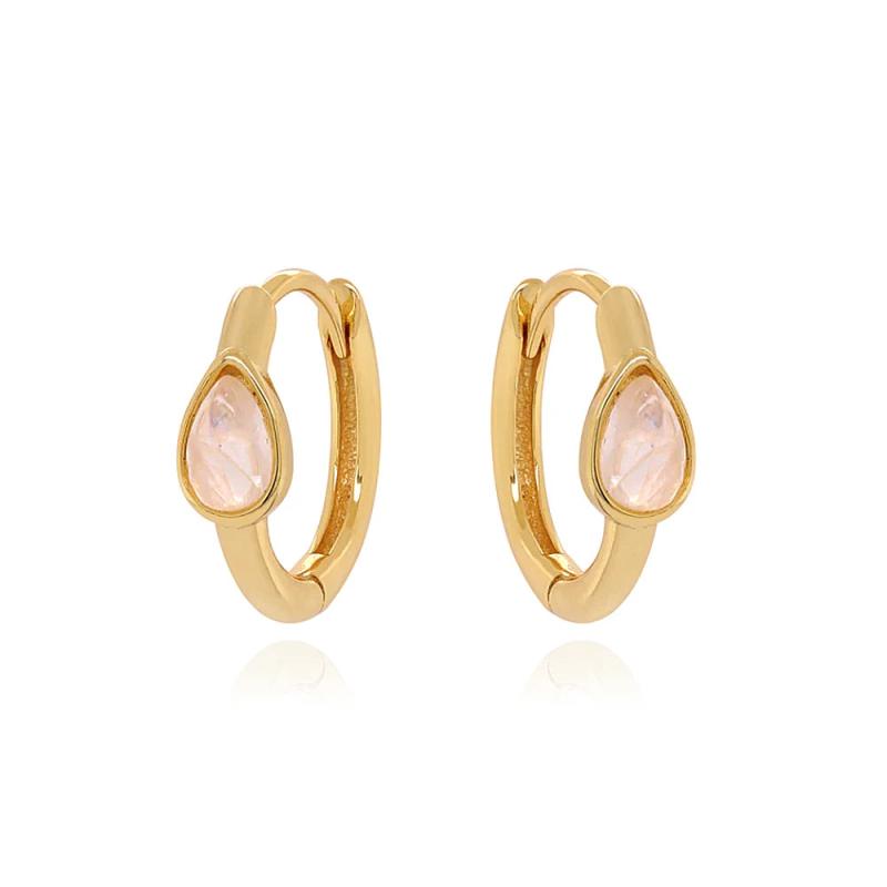 925 Silver Pink Opal Hoop Earrings Ins Style Cartilage Oorbellen
