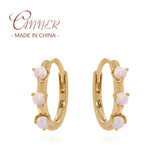 925 Silver Pink Opal Hoop Earrings Ins Style Cartilage Oorbellen