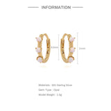 925 Silver Pink Opal Hoop Earrings Ins Style Cartilage Oorbellen