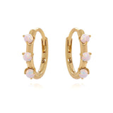 925 Silver Pink Opal Hoop Earrings Ins Style Cartilage Oorbellen
