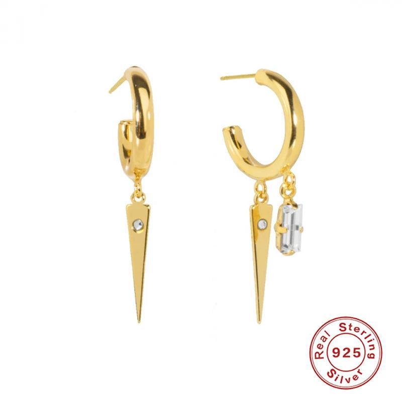 Punk Zircon Stud Earrings 925 Sterling Silver Jewelry for Women