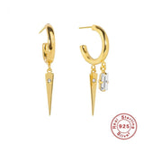 Punk Zircon Stud Earrings 925 Sterling Silver Jewelry for Women