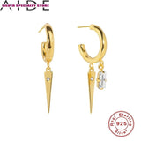 Punk Zircon Stud Earrings 925 Sterling Silver Jewelry for Women