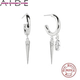 Punk Zircon Stud Earrings 925 Sterling Silver Jewelry for Women
