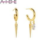 Punk Zircon Stud Earrings 925 Sterling Silver Jewelry for Women