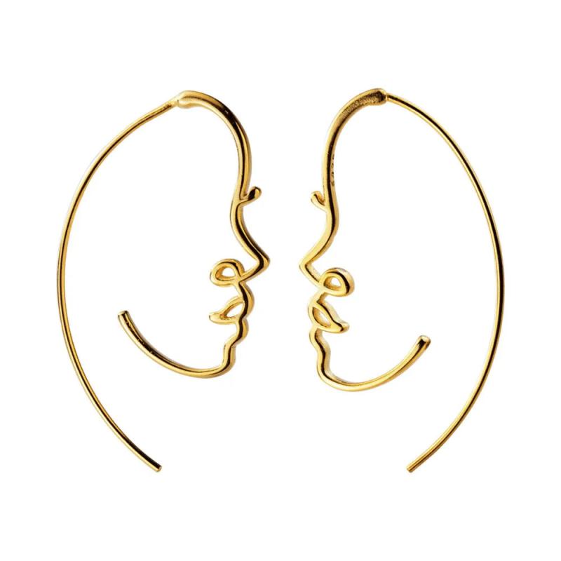 TrustDavis 925 Silver Hoop Earring Beauty Figure S925 Earrings