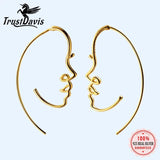 TrustDavis 925 Silver Hoop Earring Beauty Figure S925 Earrings