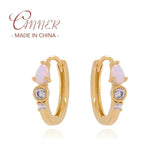 925 Sterling Silver Horse Eye Opal Hoop Earrings