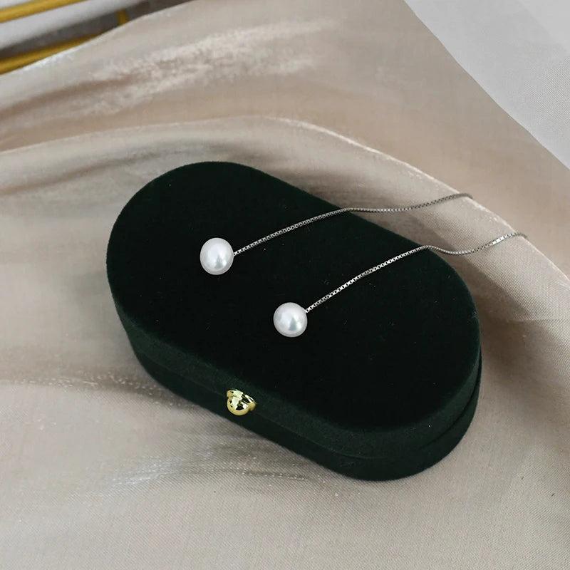 925 Silver Freshwater Pearl Long Earrings for Women