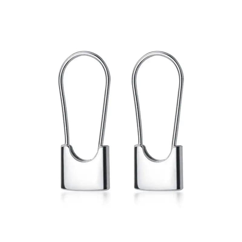 925 Silver Paper Clip Hoop Earrings Party Lock Accessory Gift