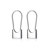 925 Silver Paper Clip Hoop Earrings Party Lock Accessory Gift
