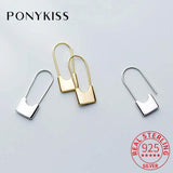 925 Silver Paper Clip Hoop Earrings Party Lock Accessory Gift