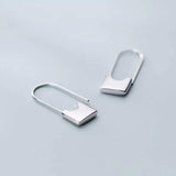 925 Silver Paper Clip Hoop Earrings Party Lock Accessory Gift