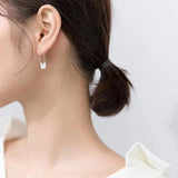 925 Silver Paper Clip Hoop Earrings Party Lock Accessory Gift