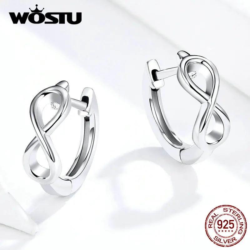 Real 925 Sterling Silver Infinite Love Stud Earrings for Women