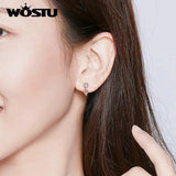 Real 925 Sterling Silver Infinite Love Stud Earrings for Women
