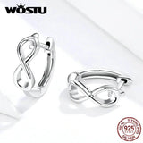 Real 925 Sterling Silver Infinite Love Stud Earrings for Women