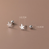925 Silver Maple Leaf Stud Earrings for Students
