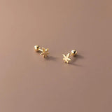 925 Silver Maple Leaf Stud Earrings for Students