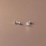 925 Silver Maple Leaf Stud Earrings for Students