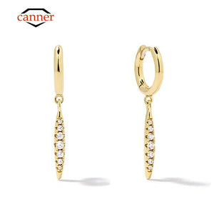 Sterling Silver Zirconia Pendant Hoop Earrings