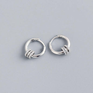Karopel Silver 925 Hoop Earrings Zircon Inlaid Round Circle Dainty Women Jewelry