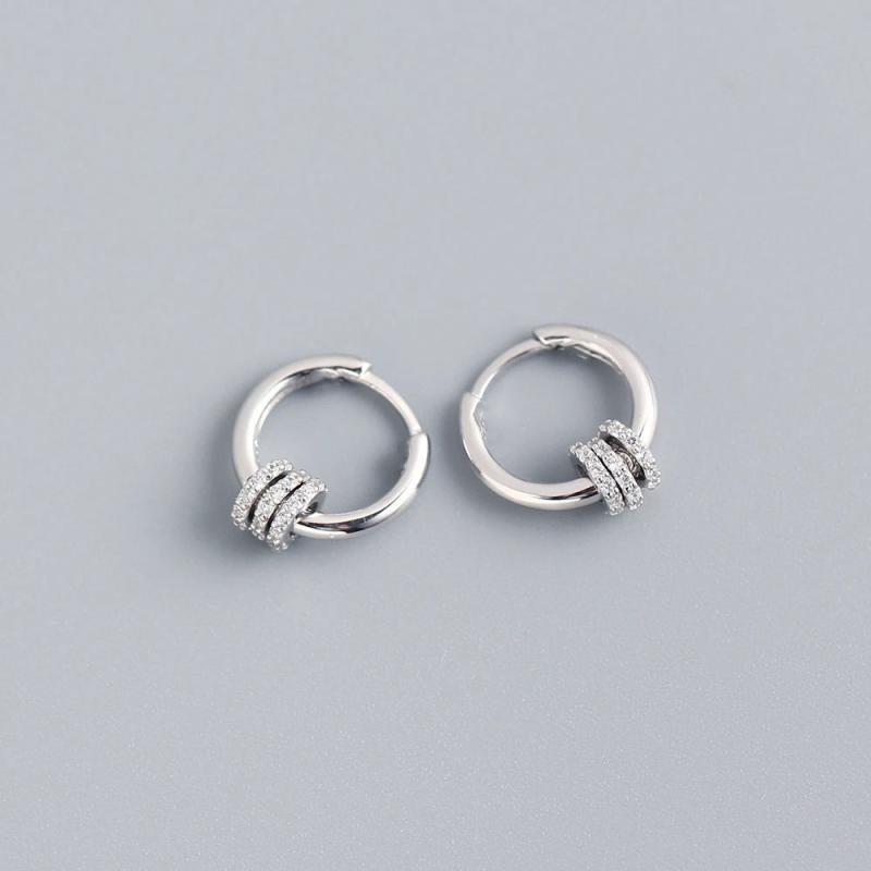Karopel Silver 925 Hoop Earrings Zircon Inlaid Round Circle Dainty Women Jewelry