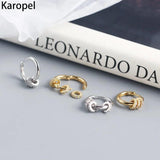 Karopel Silver 925 Hoop Earrings Zircon Inlaid Round Circle Dainty Women Jewelry