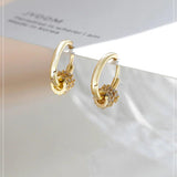 Karopel Silver 925 Hoop Earrings Zircon Inlaid Round Circle Dainty Women Jewelry