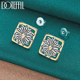 925 Silver Flower Stud Earrings Wedding Party Jewelry