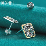 925 Silver Flower Stud Earrings Wedding Party Jewelry