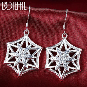 925 Silver Geometric Drop Earrings for Women Wedding Party Jewelry