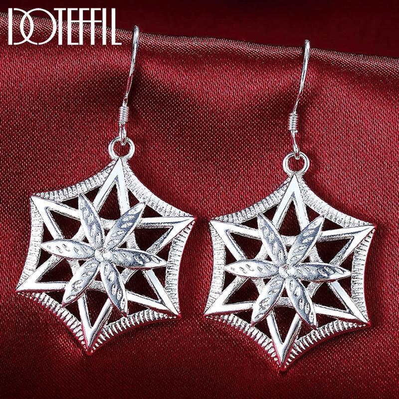 925 Silver Geometric Drop Earrings for Women Wedding Party Jewelry