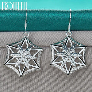925 Silver Geometric Drop Earrings for Women Wedding Party Jewelry