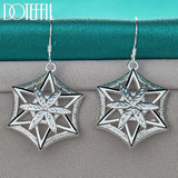 925 Silver Geometric Drop Earrings for Women Wedding Party Jewelry