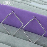 925 Silver 50mm Square Earrings Women Jewelry