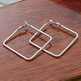 925 Silver 50mm Square Earrings Women Jewelry